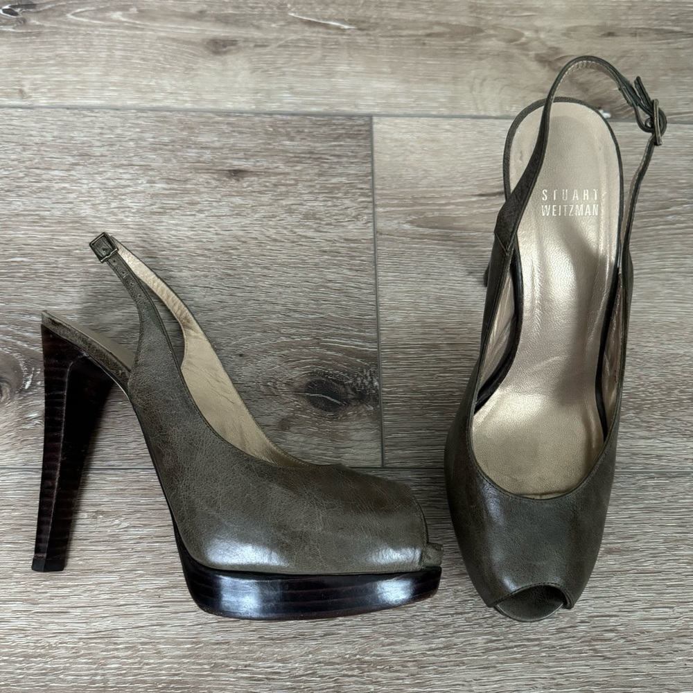 STUART WEITZMAN 5” Platform Peep Toe Slingback Heels Size 7